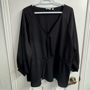 Reitmans Women's Elegant Black V-Neck Blouse - Size 2X